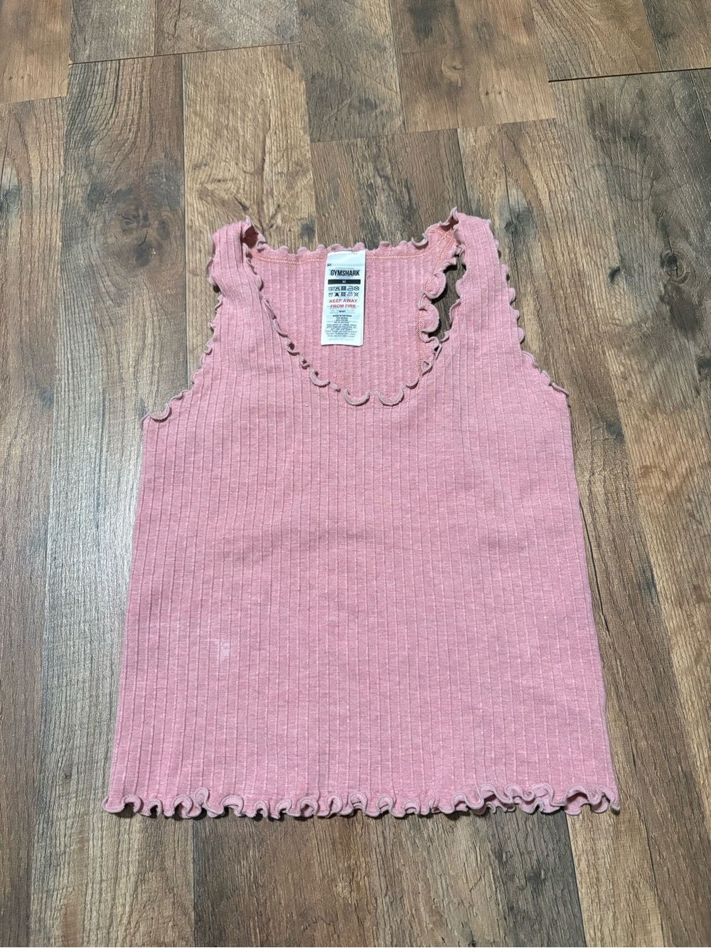 Gymshark Pink Ribbed Scallop-Edge Tank Top